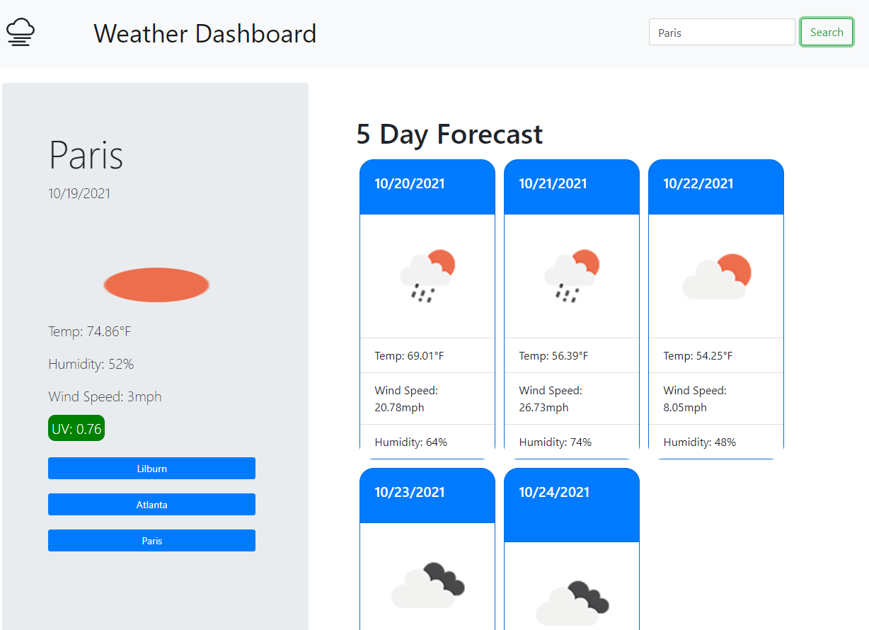 Weather app screenshot